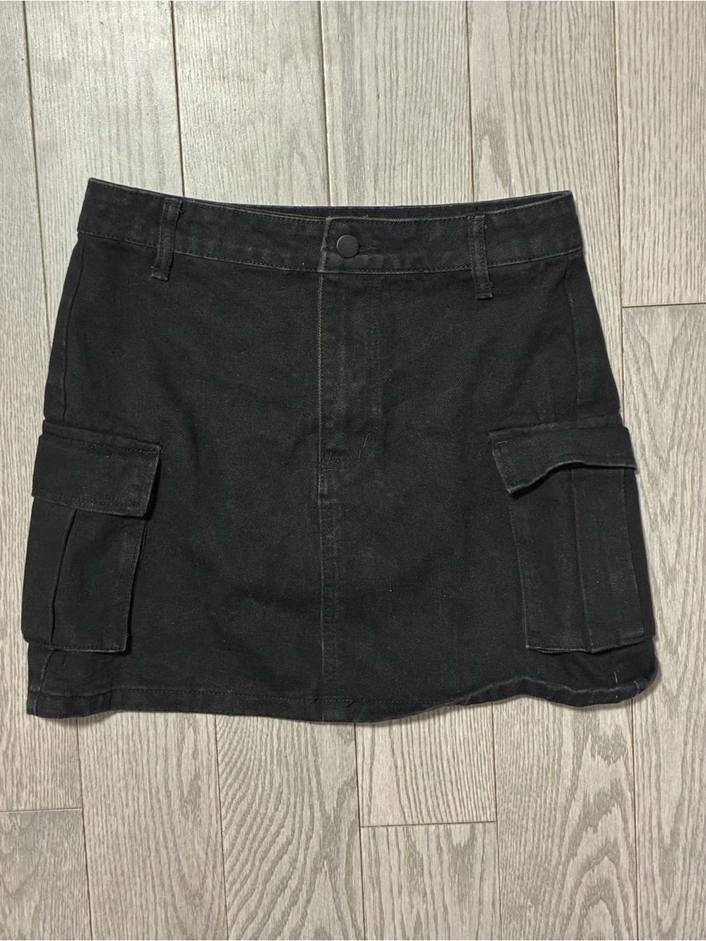 Black Cargo Mini Skirt
